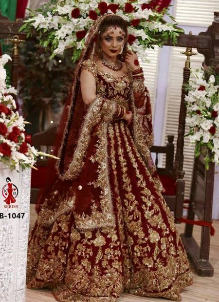 Kb 1047 Heavy Bridal Wedding Wear Designer Lehenga Collection 1047 Maroon